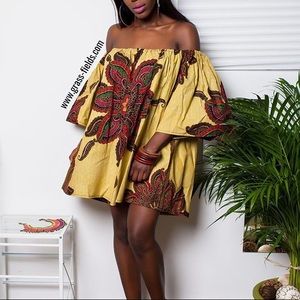 Grass-fields African Print Tent Dress Grassfields